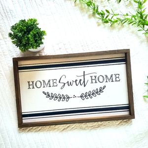 🏡 Home Sweet Home 12"×20" Wall Decor: Printed Linen/Canvas with Wood Framing